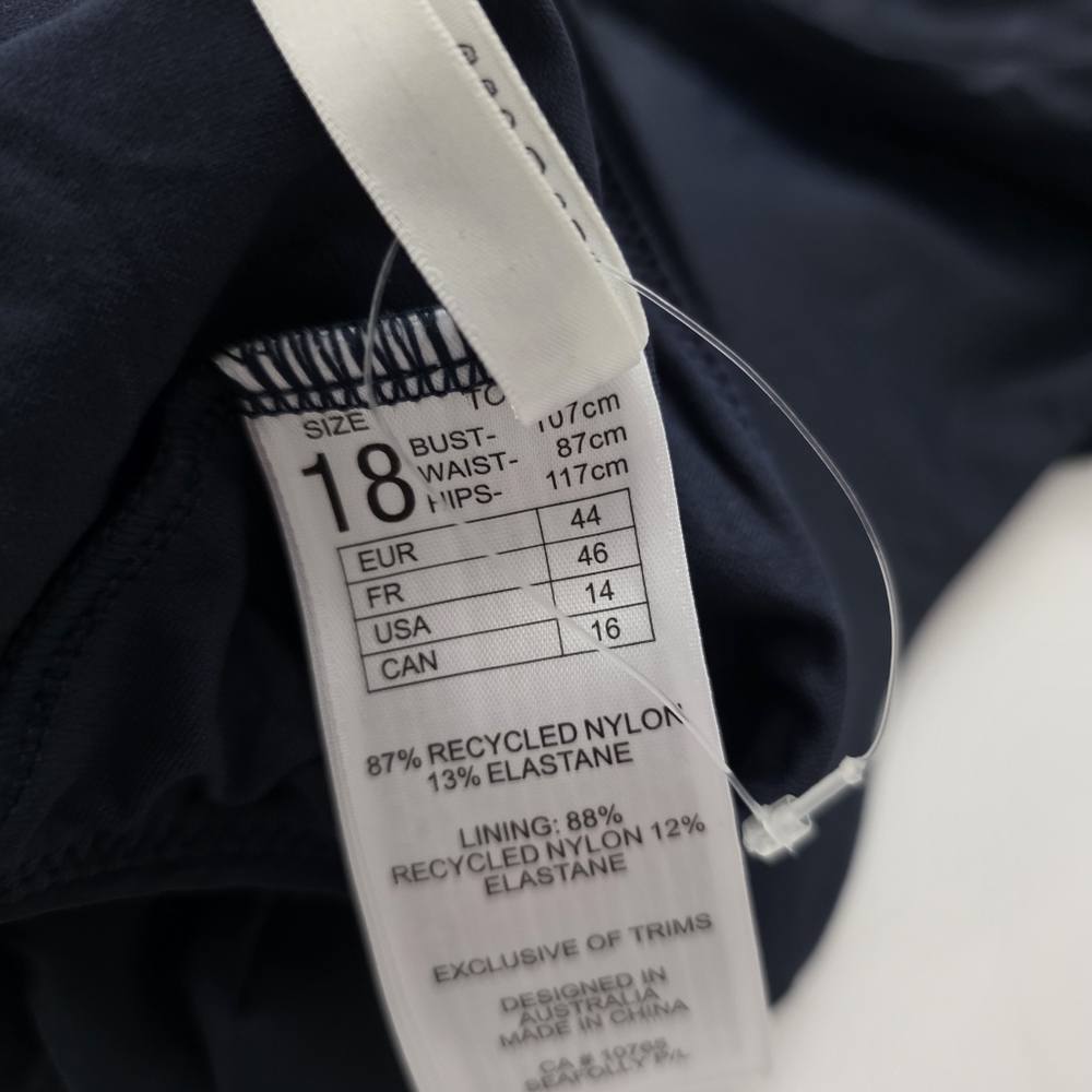 NWT Seafolly Australia Collective V Neck One Piece True Navy 14 Plus Swimsuit - Picture 7 of 8